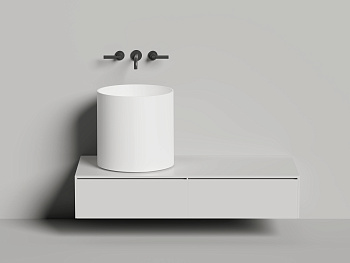 Раковина из искусственного камня Salini ARMONIA 130423TM 45х45 накладная цвет белый 1 отверстие под смеситель